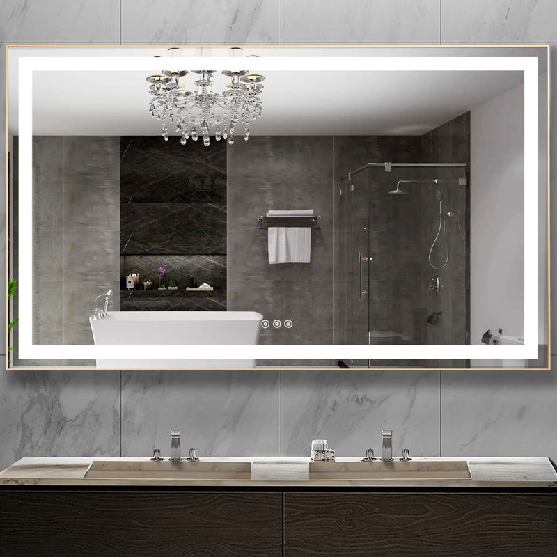 FB Eleen Rectangular Frame Modern High Lumen Vintage LED Light AntiFog Bathroom Mirror